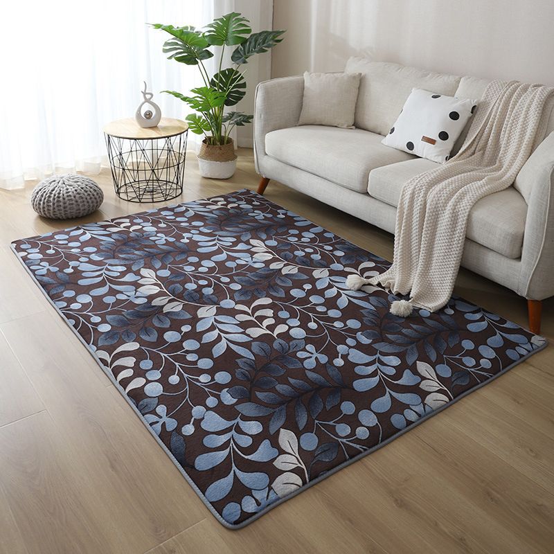 Modern Geometric Pattern Rug Synthetic Carpet Dark Color Stain Resistant Rug for Bedroom
