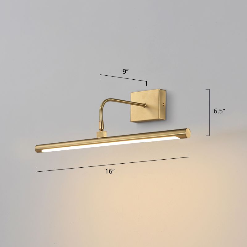 Sconce da parete tubolare in acrilico, lampada da specchio minimalista a LED per bagno con snodo girevole in ottone