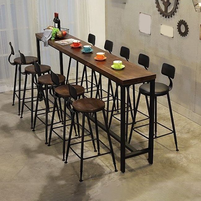 Industrial Bar Table Set 1/4/6/11 Pieces Solid Wood Pub Dining Set for Indoor