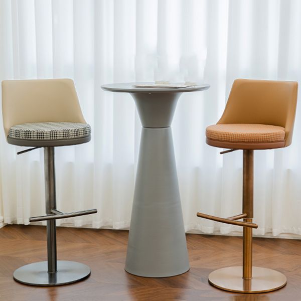 Glam Style Adjustable Swivel Upholstered Bar Stool with Metal Leg