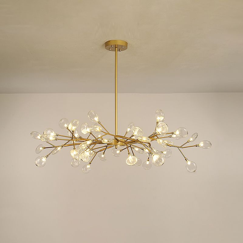 Stylish Firefly Pendant Light Fixture Minimalist Metal Bedroom Chandelier in Gold