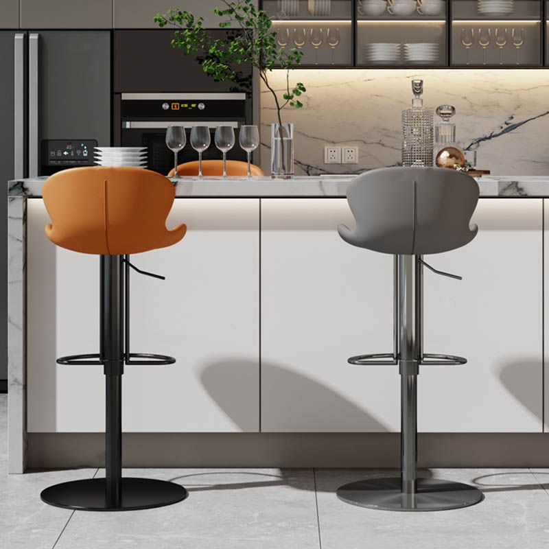 Contemporary Style Adjustable Backrest Counter Stool with Leather Cushion