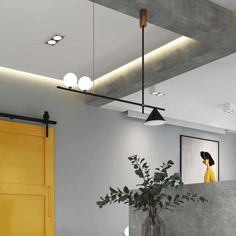 3 Light Sphere Island Light Fixture Contemporary Glass Island Chandelier