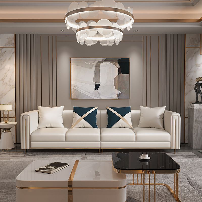 33.46" Wide Tuxedo Arm Sofa White Standard Sofa for Living Room