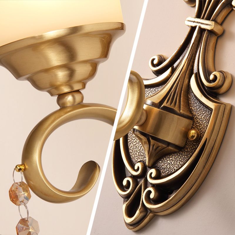 Frosted Glass Gold Wall Light Fixture Tapered Minimalism Wall Mounted Lamp for Corridor