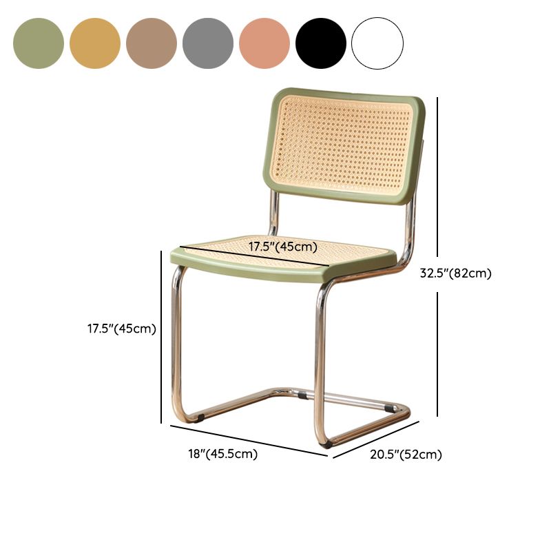 Contemporary Style Open Back Plastic Metal Base Dining Side Chair for Home