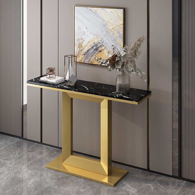 Marble Top Accent Table with Pedestal Base for Hall 31.5" High Console Table
