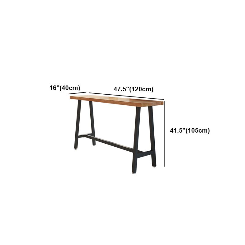 Mesa de barra de estilo moderno marrón mesa de madera sólida y cafetería de la cafetería del pie de hierro negro