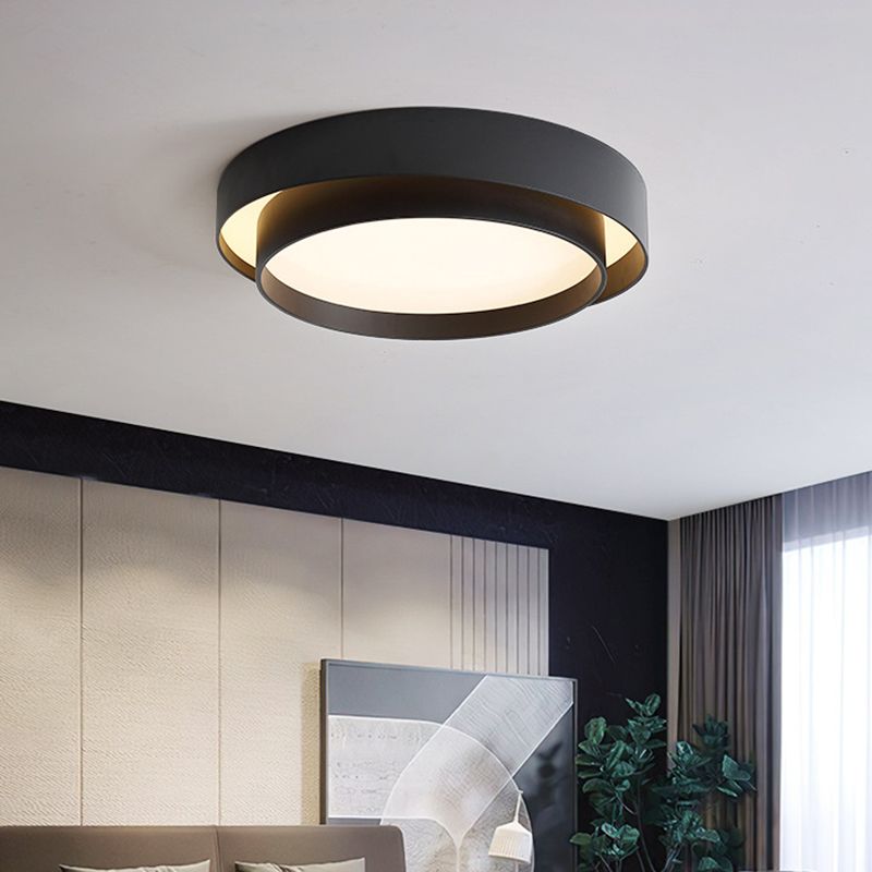 Modern Simplicity LED Flush Mount Wrought Iron Circular Ceiling Light with Acrylic Shade