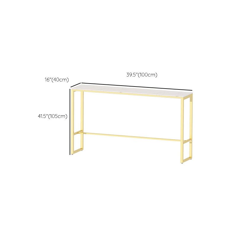 Glam 1/4 Pieces Bar Table Set Rectangle Stone Counter Table with High Stools for Shops