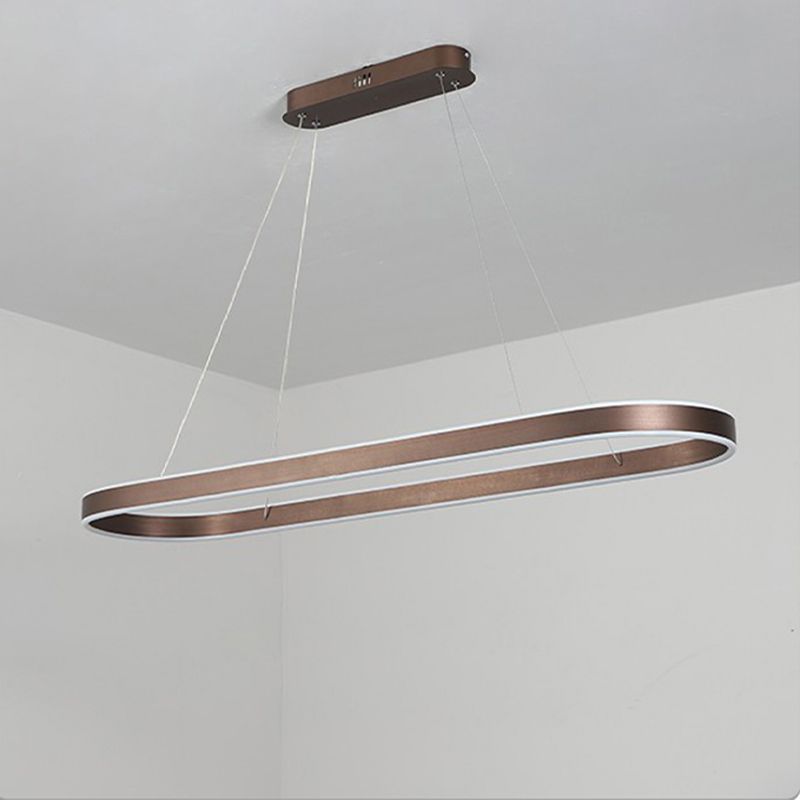 1-Light Minimalism Chandelier Lamp Oval LED Island Pendant for Study Room