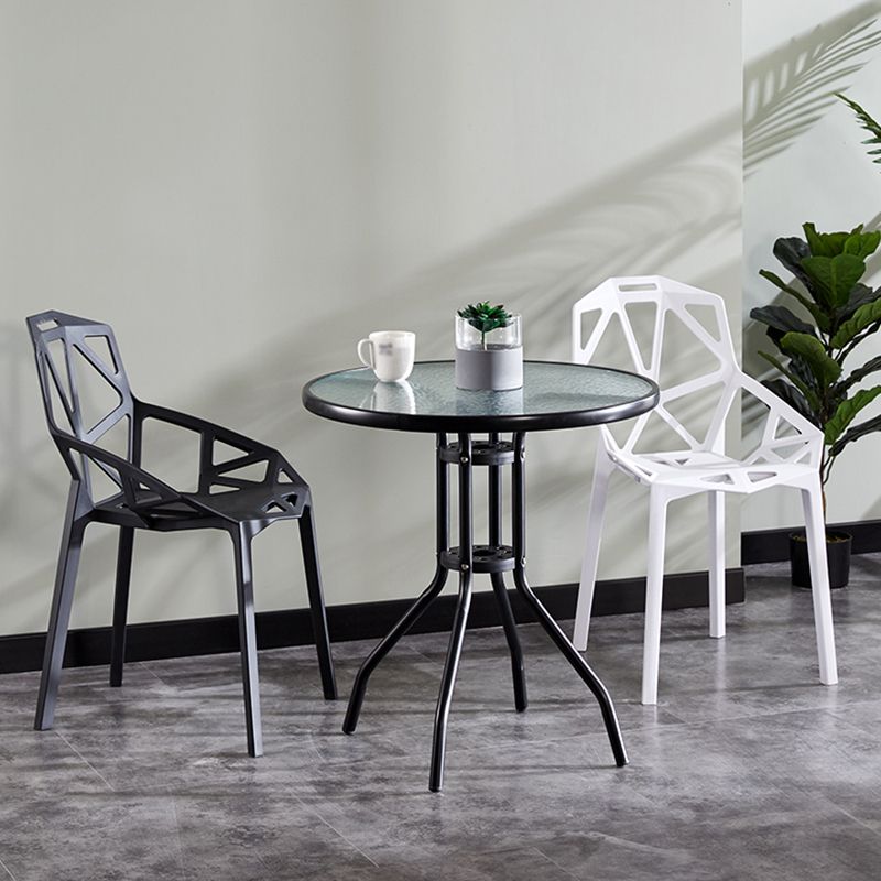Round Shape Modern Style Dining Table Transparent Fixed Table of Glass