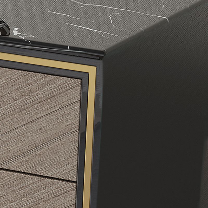 Glam Black Sideboard Table 4-drawer Credenza with 2 Door for Living Room