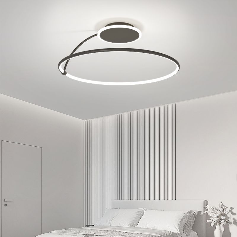 Nordic Metal Ceiling Light Circle 2 Lights Flush Mount Ceiling Light for Bedroom
