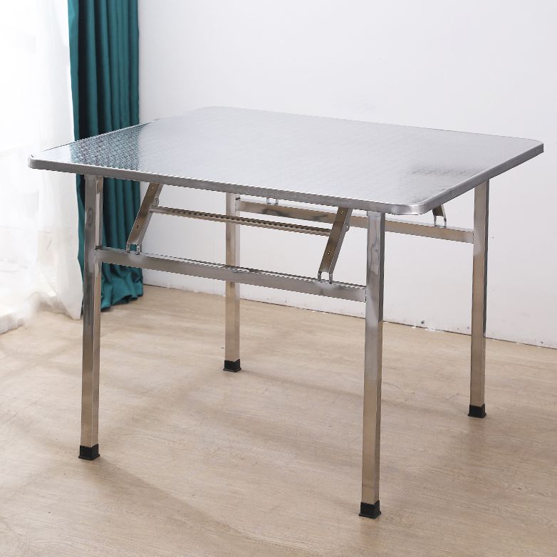 Industrial Square Stainless Steel Dining Table Standard Silver Dining Table for Kitchen