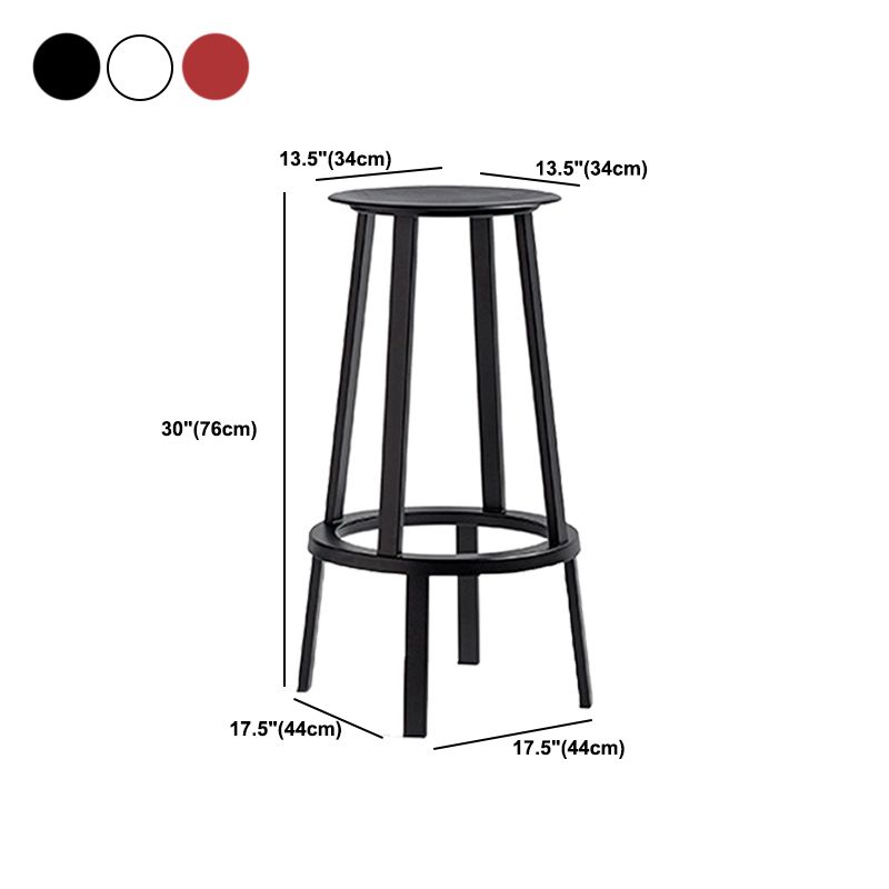 Contemporary Backless Barstool Round Seat Armless Bar Stools with 4 Metal Legs