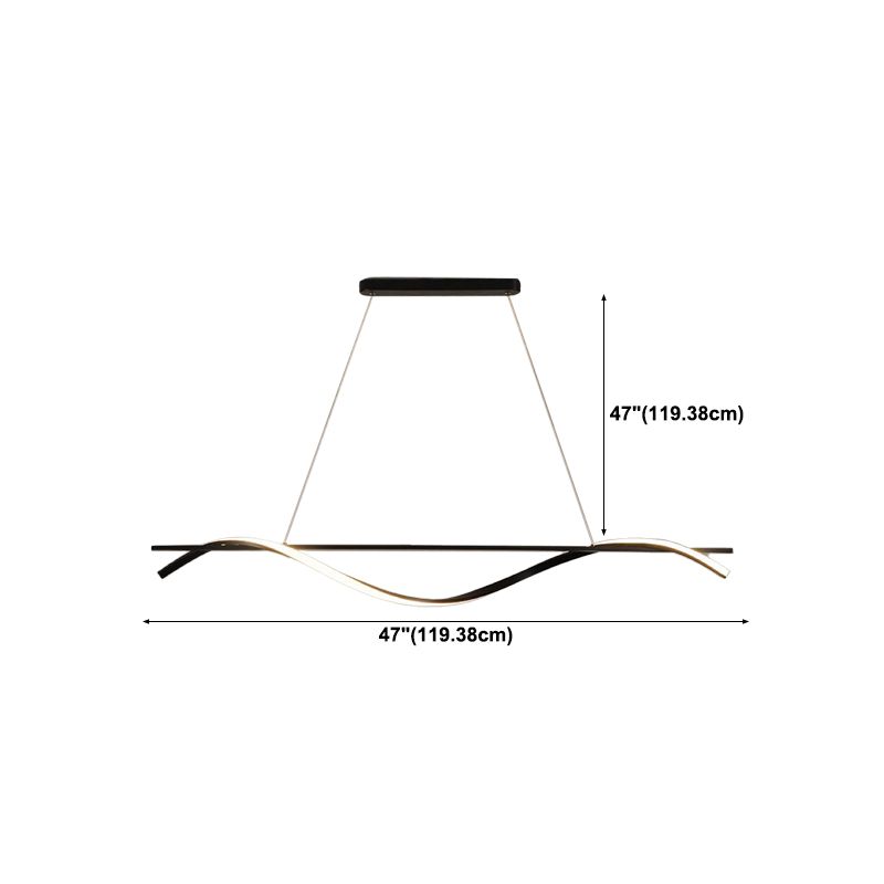 Wavy LED Hanging Ceiling Light Modern Metal Island Chandelier Light