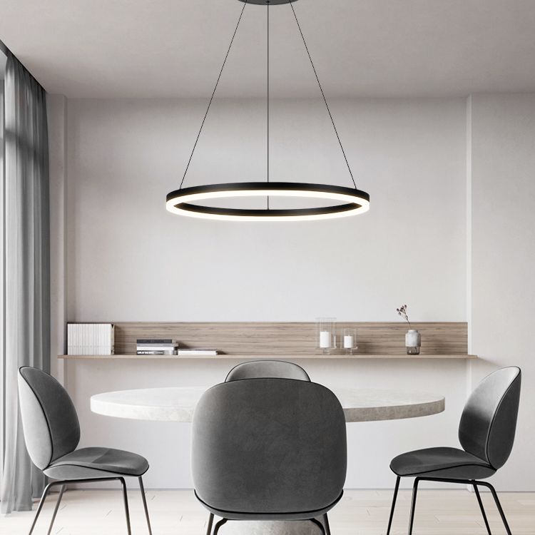 Dining Room One Head Pendant Light Black Metal LED Simple Ceiling Pendant Lamp