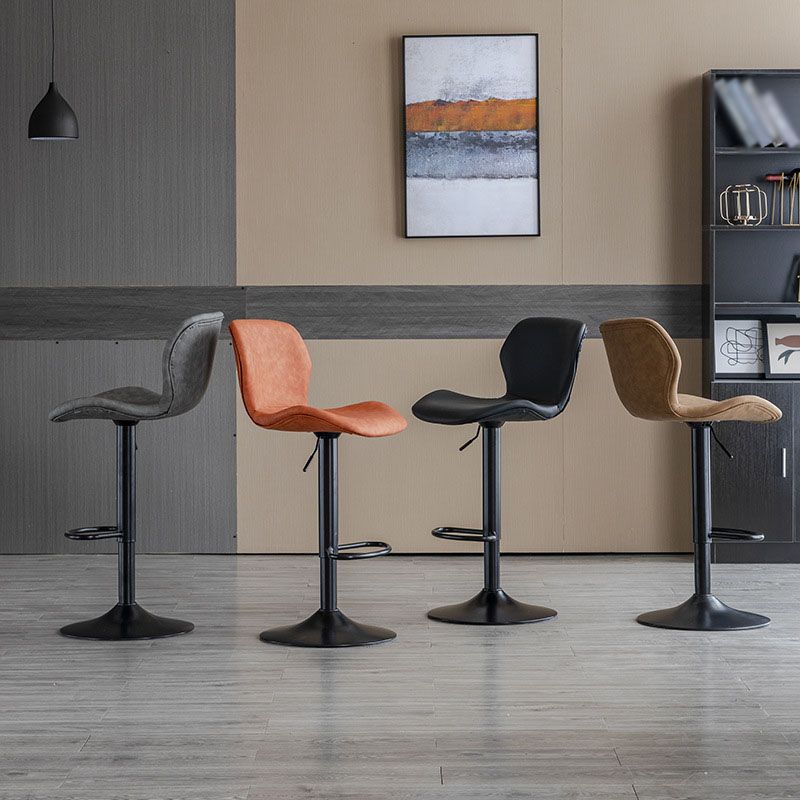 Contemporary Swivel Adjustable Height Stool Matte Finish Leather Barstool