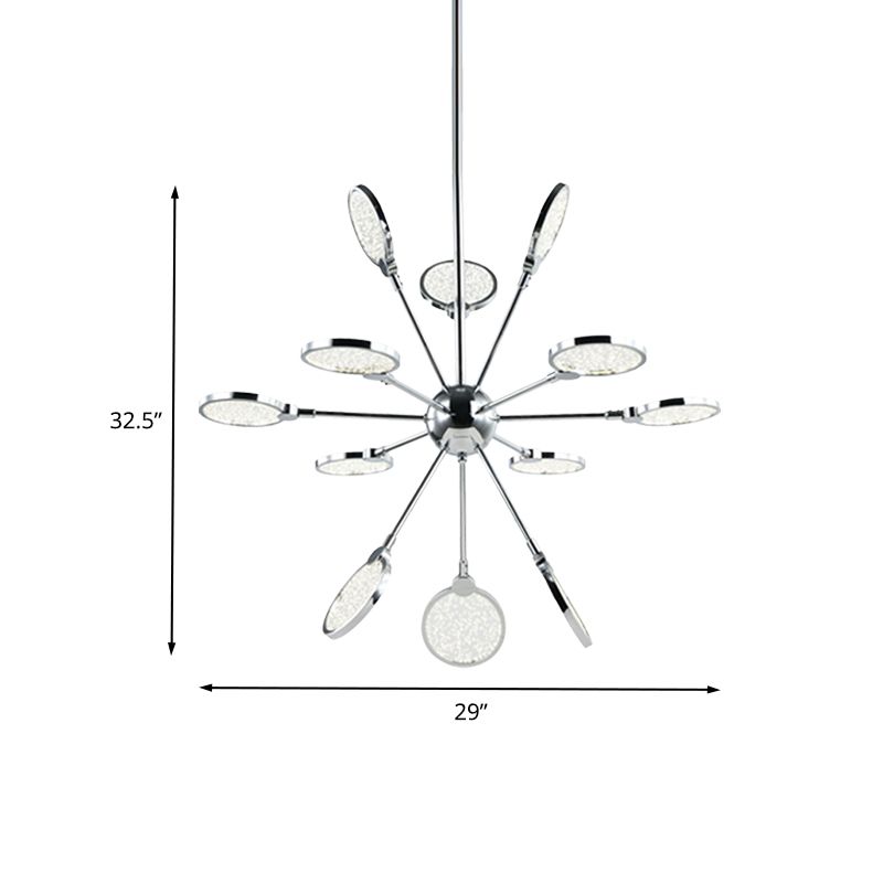 Sputnik Hanging Chandelier Modernist Metallic LED Chrome Suspended Pendant Light with Acrylic Shade in Warm/White Light