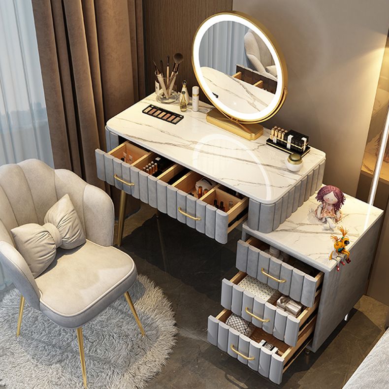 Lighted Mirror Makeup Vanity Luxurious Dressing Table Stool Set