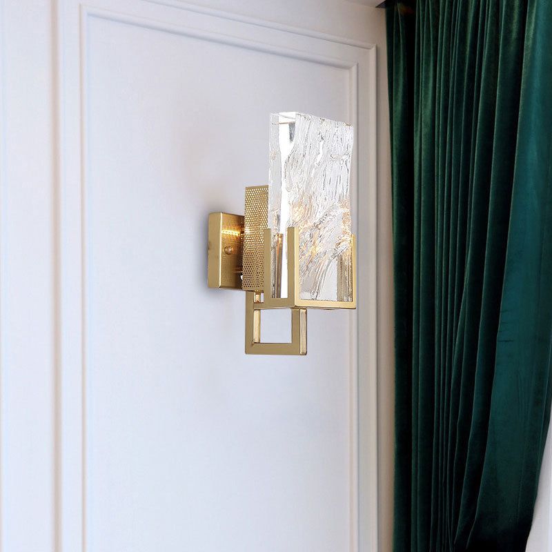 Single Modern Golden Wall Mounted Sconce Crystal Wall Light for Bedroom