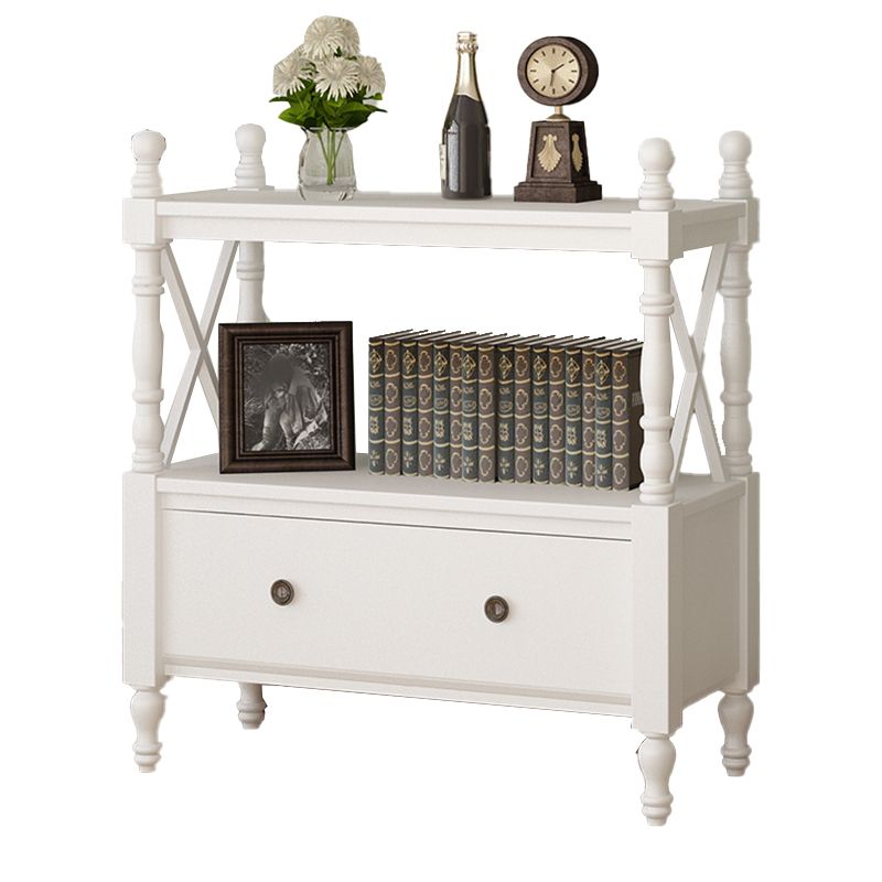 Contemporary Wooden Bookshelf Standard Closed Back Bookcase with 1 Drawer