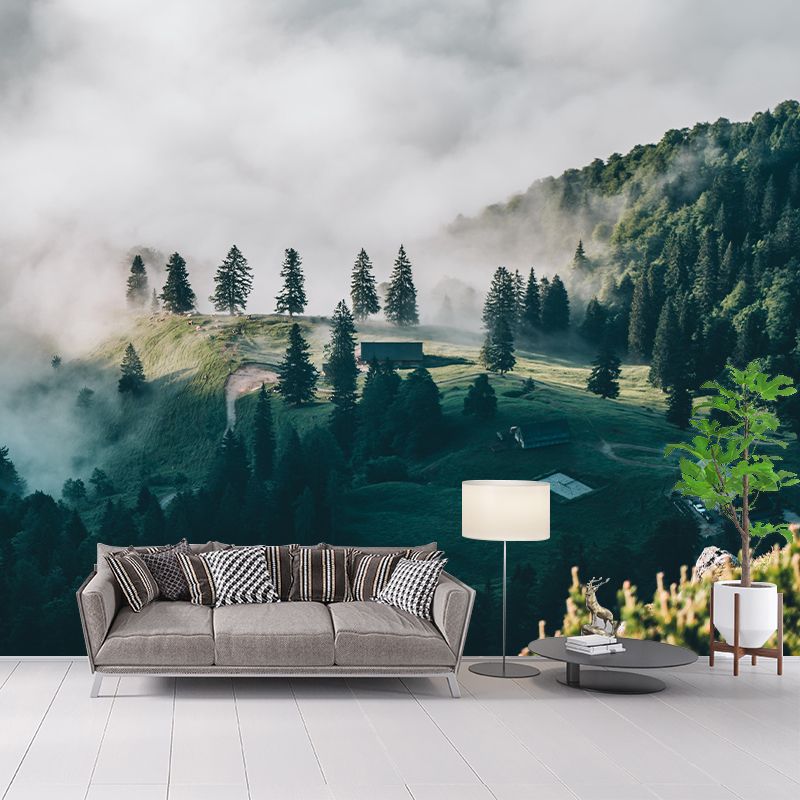 Foggy Forest Mural Wallpaper Wall Covering Mildew Resistant for Sleeping Room