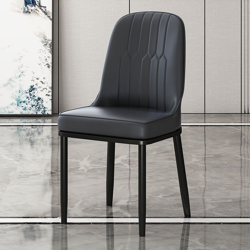Metal Scandinavian Style Dining Chair Cushioned Parsons Armless Chair for Dining Room