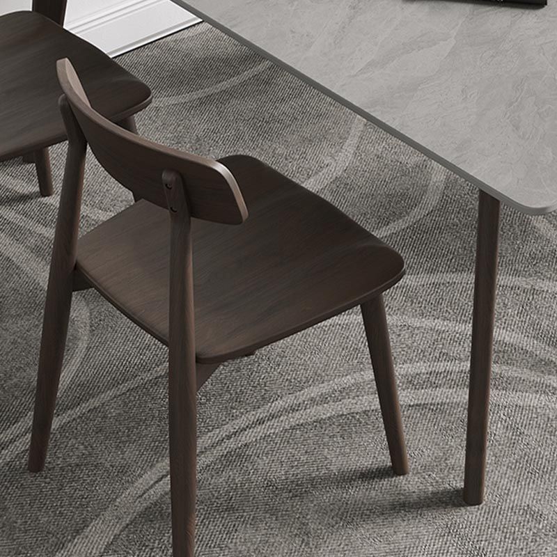 Modern Style Dining Table Sintered Stone Table with Wooden Base