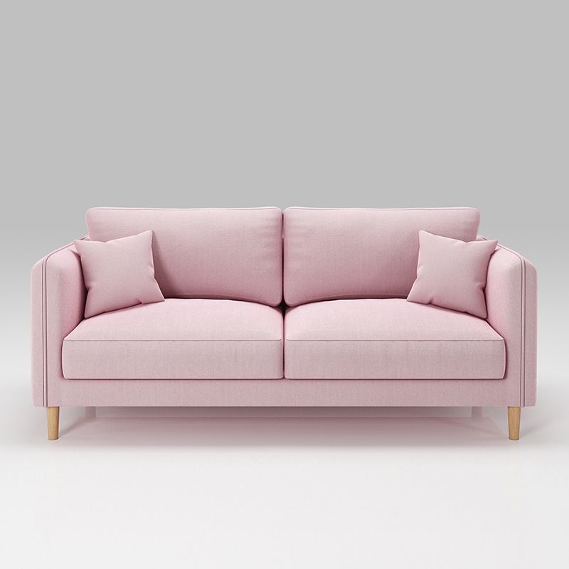 Scandinavian Loose Back Sofa 3-Seat Slipcovered Linen Square Arm Sofa