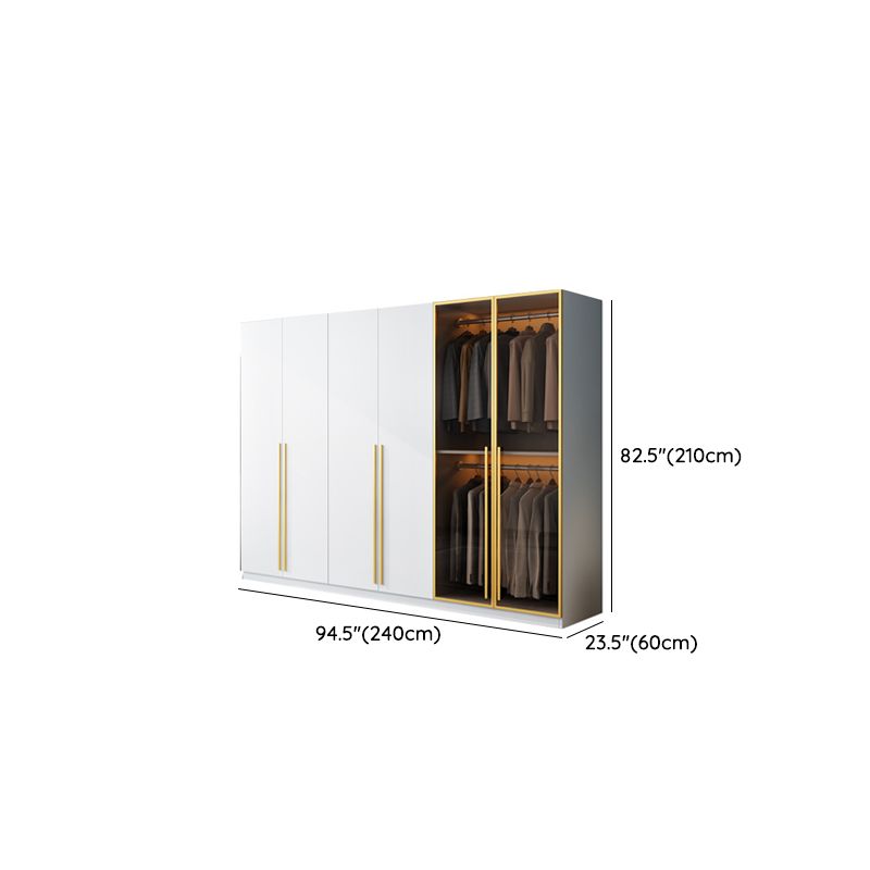 Modern Wood and Glass Wardrobe Freestanding Wardrobe with Soft Close Drawers and Doors