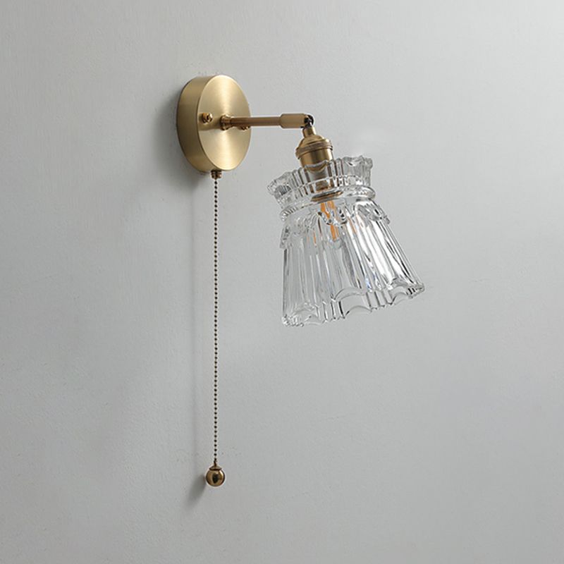 Modern Style Design Sconce Light Fixtures 1-Light Brass Wall Mounted Lamp with Grass Shade