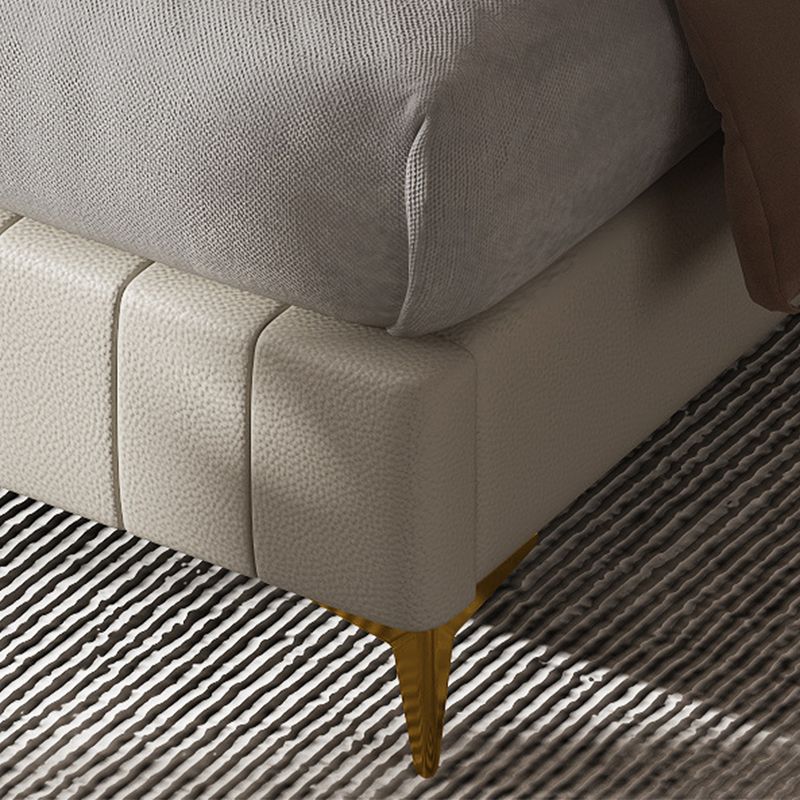 Modern Upholstered Headboard Rectangular Panel Solid Wood Bed Frame