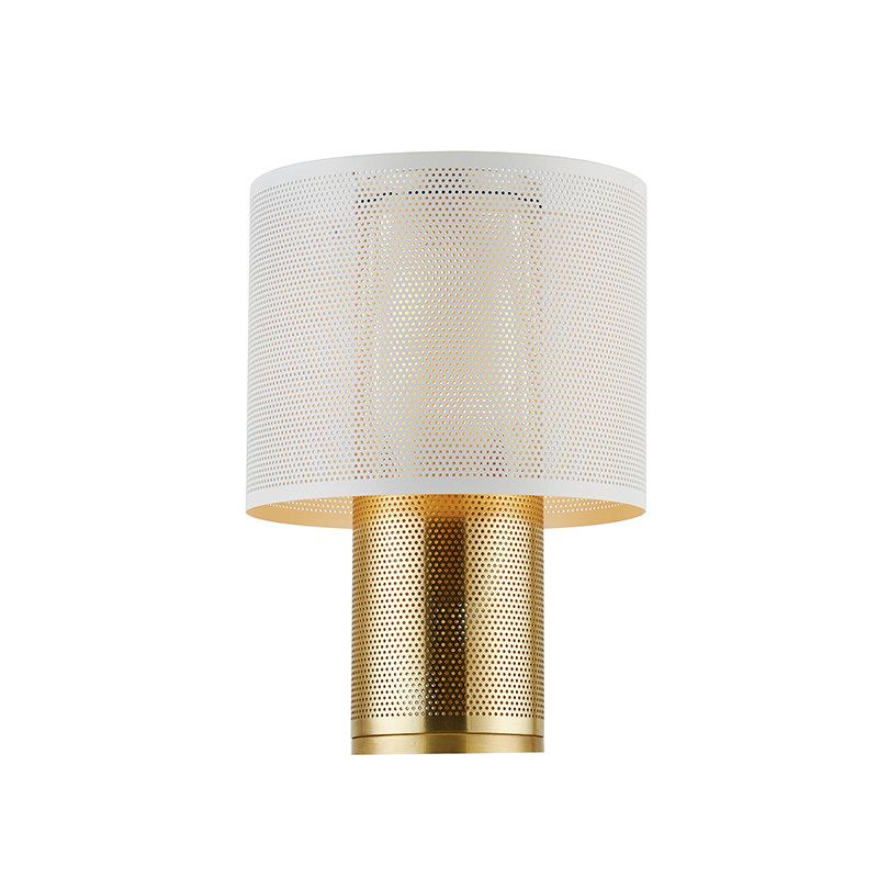 Minimalisme 1-lichts nachtlampje Witte cilinder nachtkastjeverlichting met metalen kap voor slaapkamer