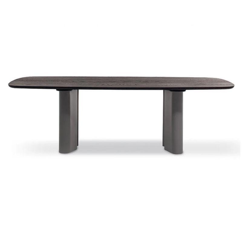 Modern Solid Wood Dining Table for restaurant Rectangle Table with Double Pedestal