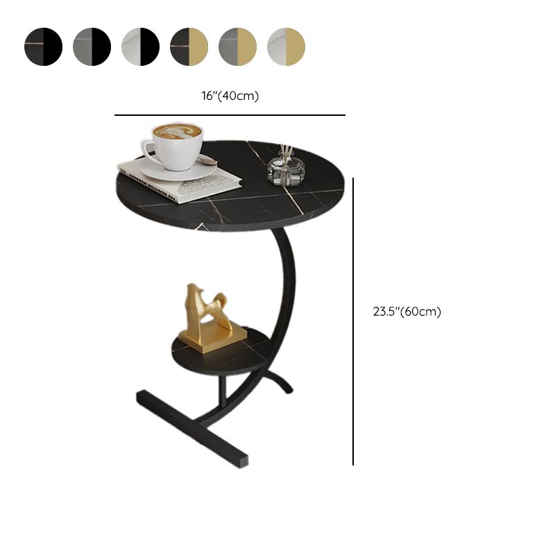 Minimalism Slate and Metal Single Coffee Table Frame Round Glam Coffee Table