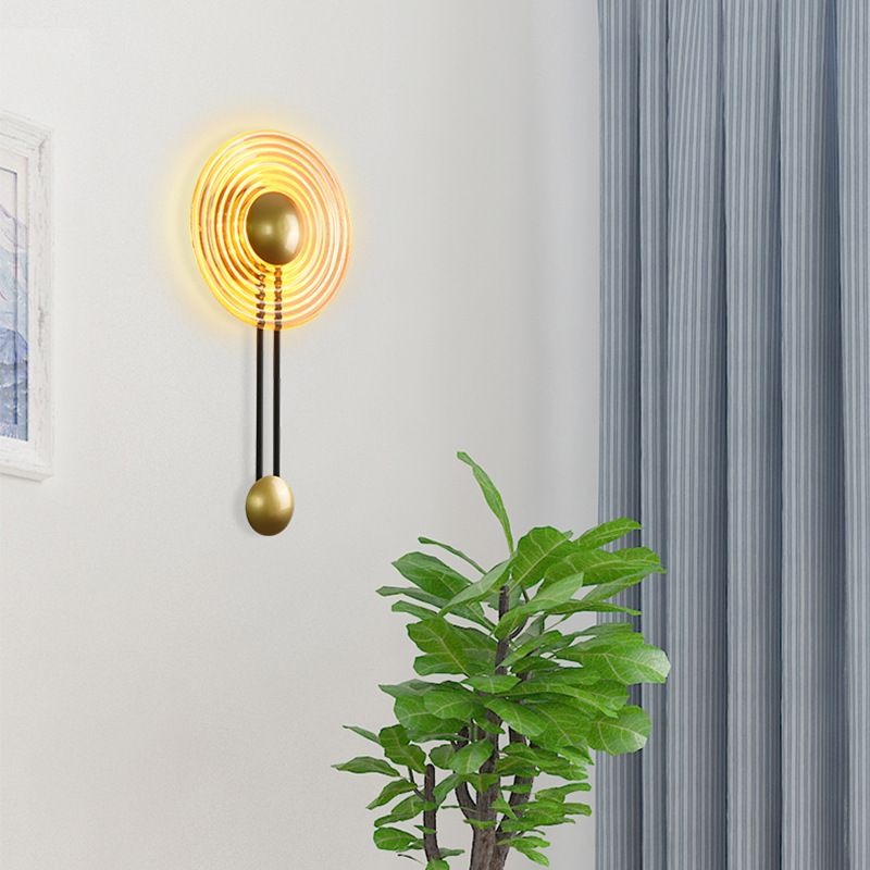1 Light Round Wall Lighting Fixtures Modern Style Glass Wall Mounted Lamps