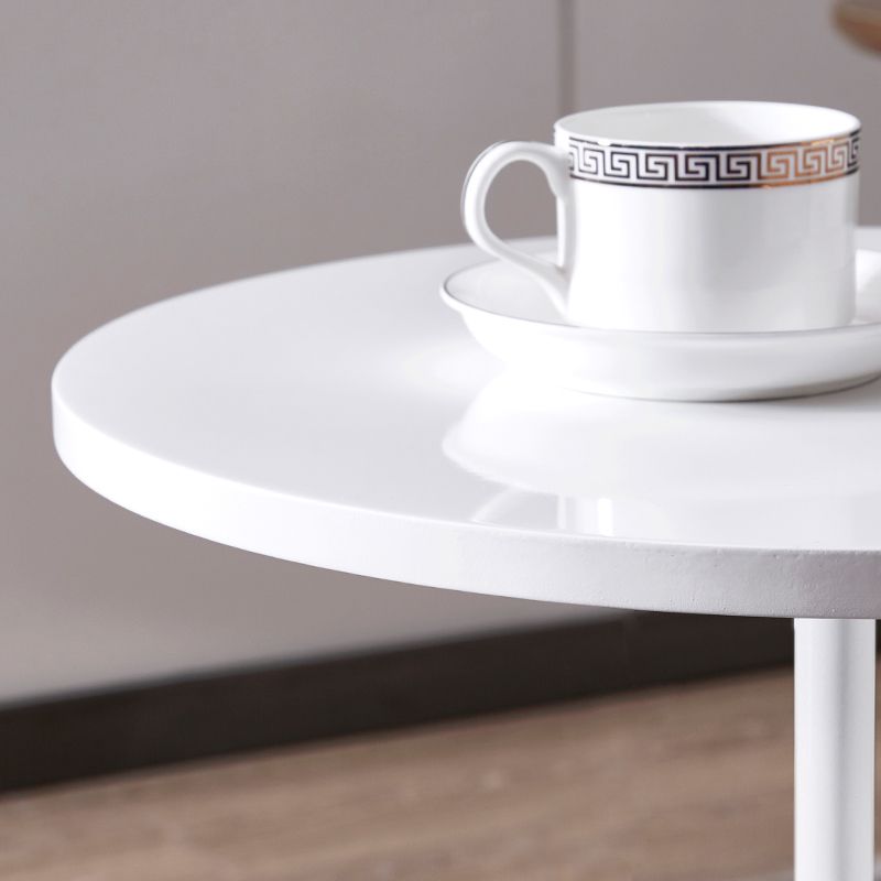 Modern Marble Pedestal End Slide Table White Round Corner Table