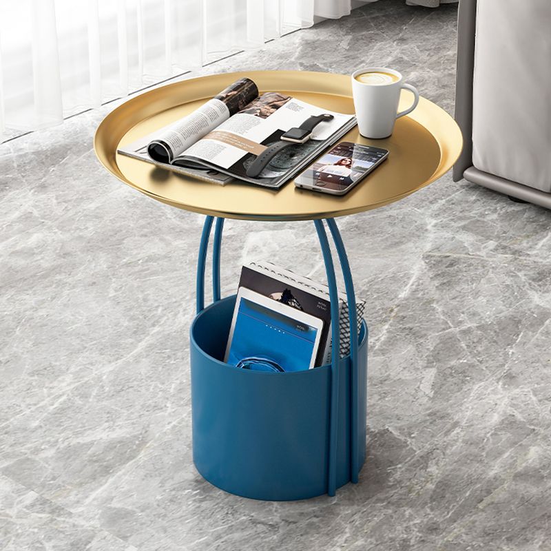 Mid-Century Tray Top Side End Table Metal Corner Table for Living Room