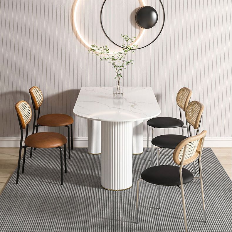 Metal Contemporary Free Form Dining Table Marble Top Table for Kitchen and Dining Room