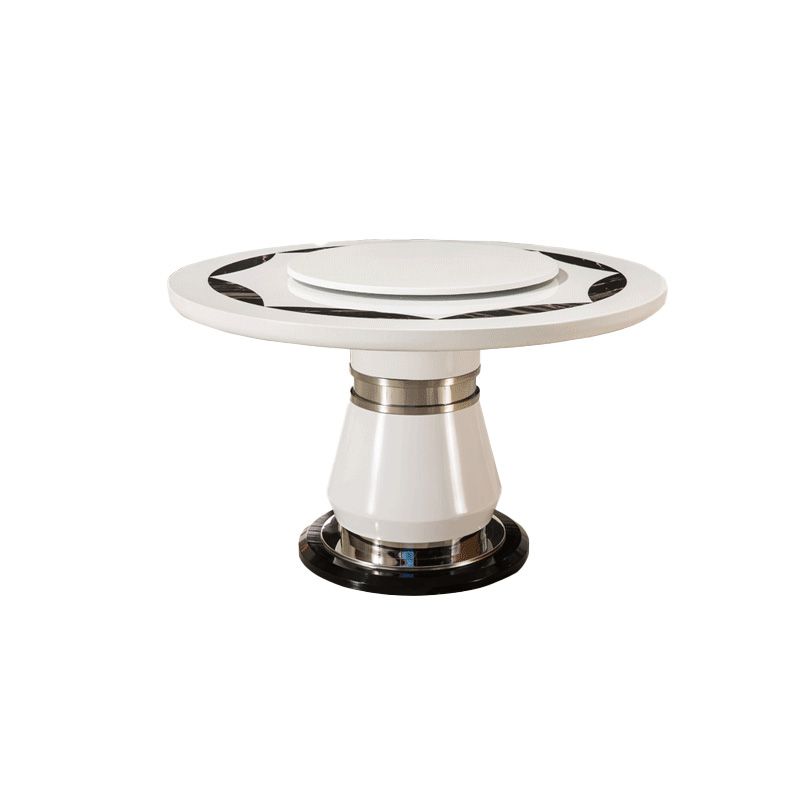 Marble Dining Table Round Pedestal Dining Site Table with Turntable