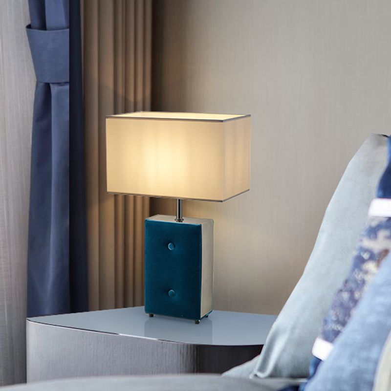 Tessuto per illuminazione da lavoro a forma di rettangolo modernista 1 lampadina Lampada da lettura per libri in blu