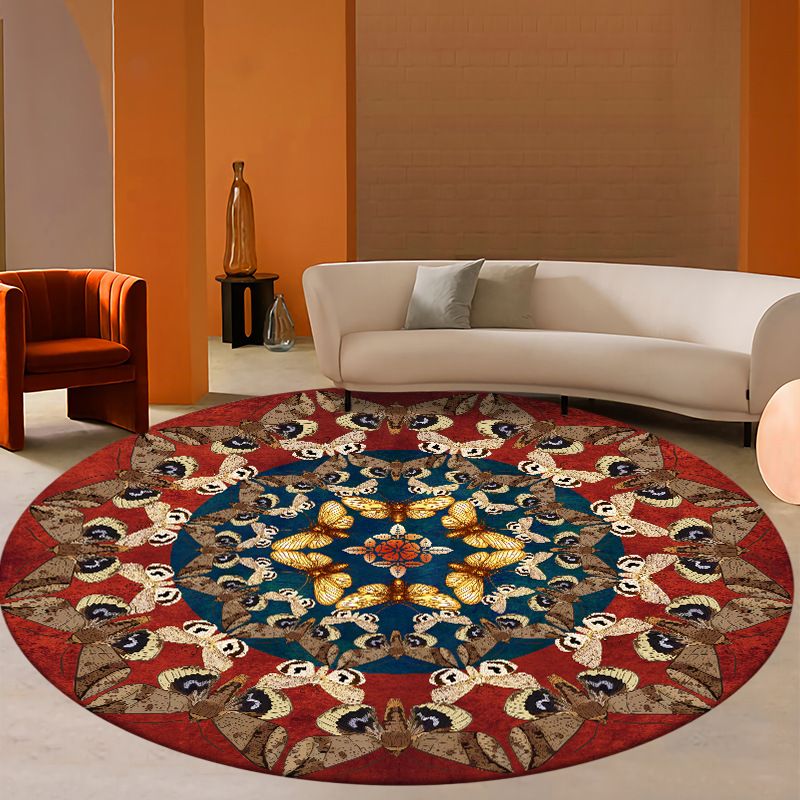 White Retro Carpet Polyester Flower Carpet Non-Slip Backing Carpet for Home Decoration