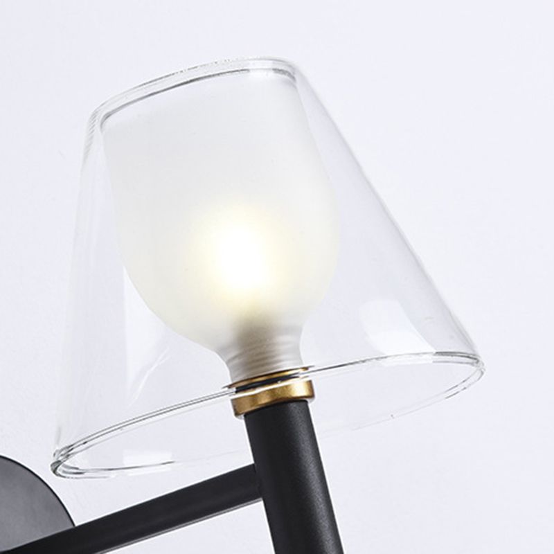 Glass Geometric Wall Light Modern 1-Light Wall Lights in Black