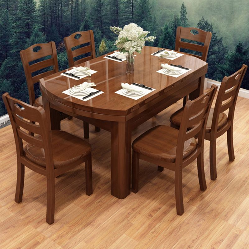 Polished Finish Wooden Dinette Table for Home Modern Foldable Dining Table