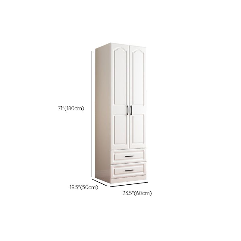 White Hinged Wardrobe Armoire with Garment Rod Modern Wardrobe Closet