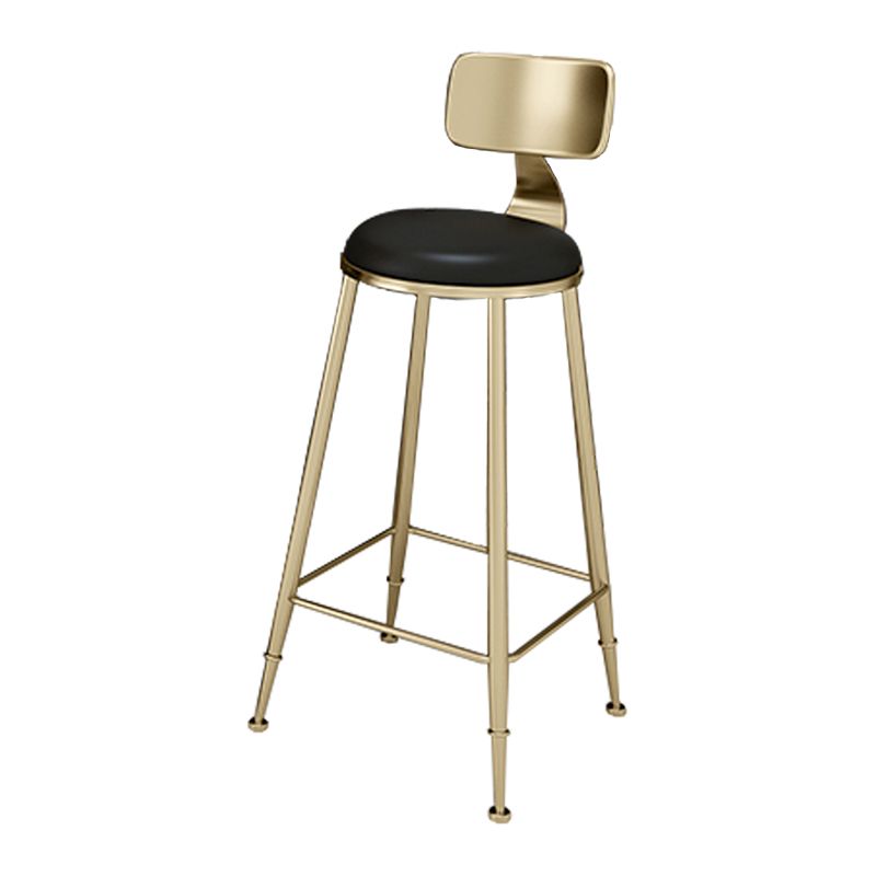 Glam Footrest Indoor Counter Stool Leather Round Dining Stool with Gold Base