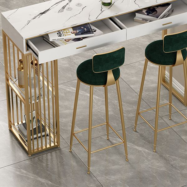 Stone Bar Table Set Glam Style Rectangle 1/3 Pieces Pub Table Set for Indoor