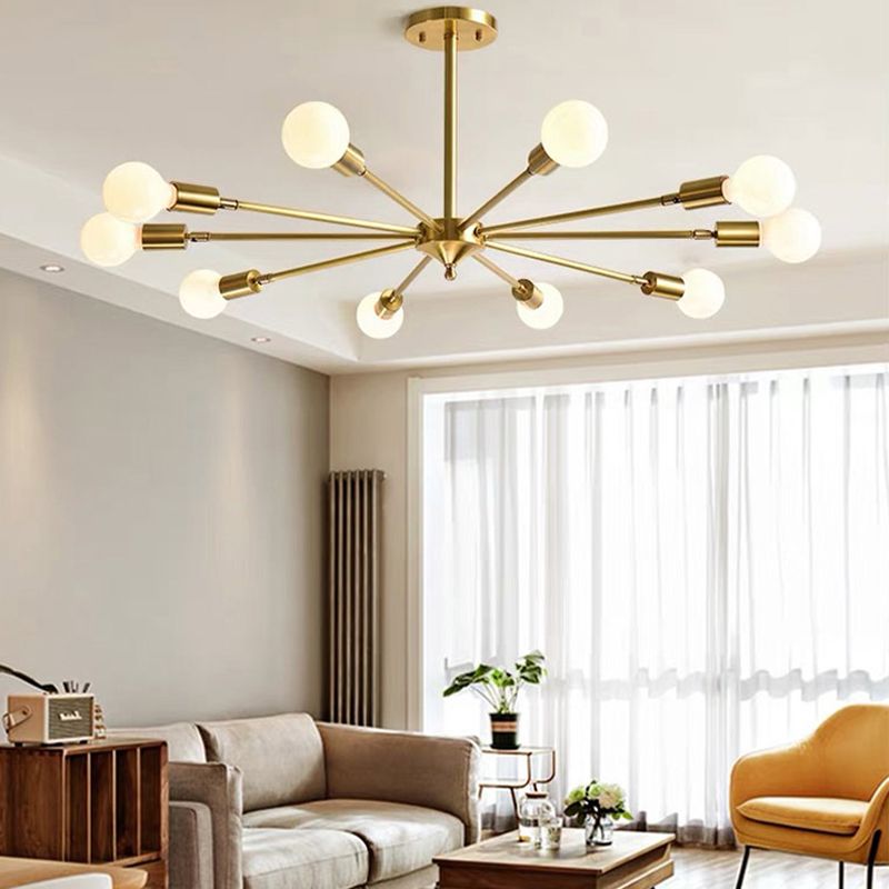 Postmodern Style Chandelier Light Metal Pendant Light in Gold for Living Room